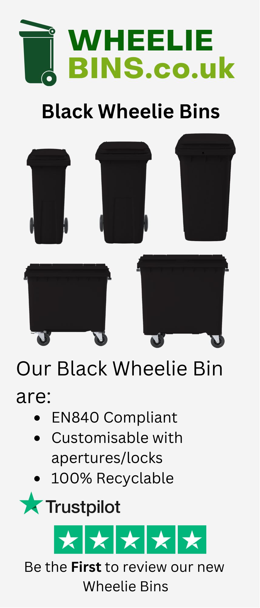 Black Wheelie Bins Fast & Free Delivery