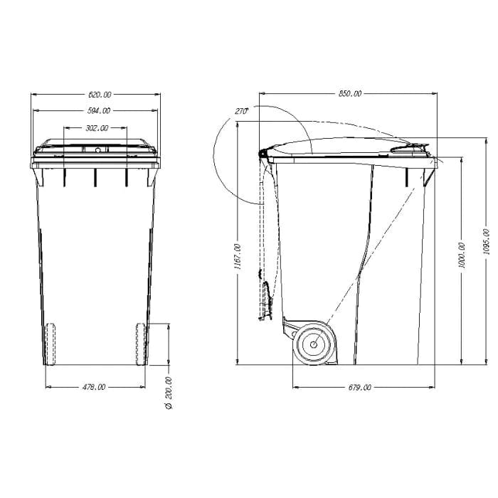 240 Litre Green Wheelie Bin Merchanting, 40% OFF